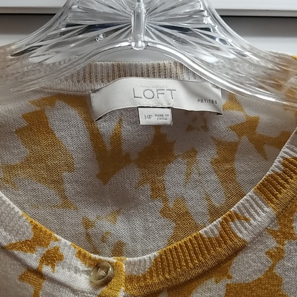 LOFT Gold & White Floral Print Cardigan - Picture 3 of 4